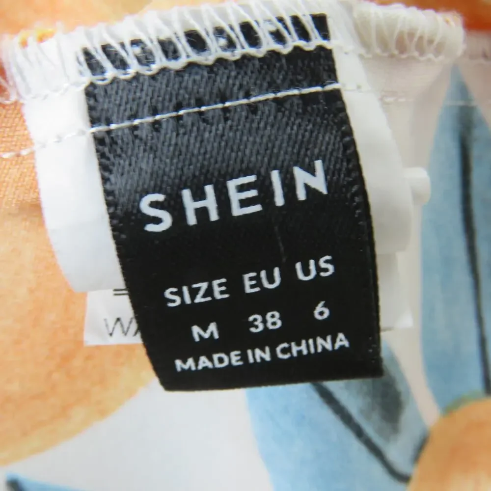 Shein Citrus Clementine Orange Puff Sleeve Mini Dress Medium Summer - Picture 5 of 10